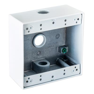 1/2" 3 Hole Double Gang White Weatherproof Box