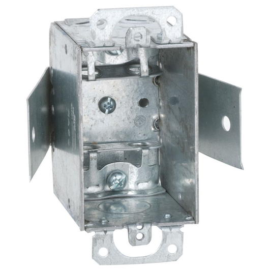 3 in. x 2 in. Switch Box, 2-1/2 in. Deep, AC/MC/Flex Clamps, Plaster Ears, Old Work, 3/4 in. Sheet Rock Maximum