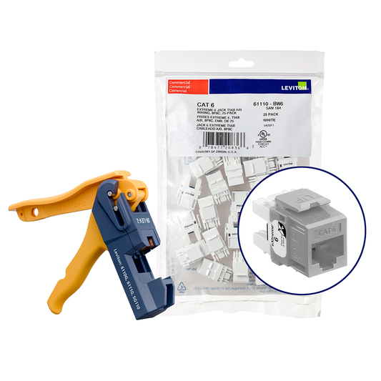 150 EXTREME™ Cat 6 QUICKPORT™ Jacks, Bulk QUICKPACK™, Gray, Kitted with JackRapid™ Tool
