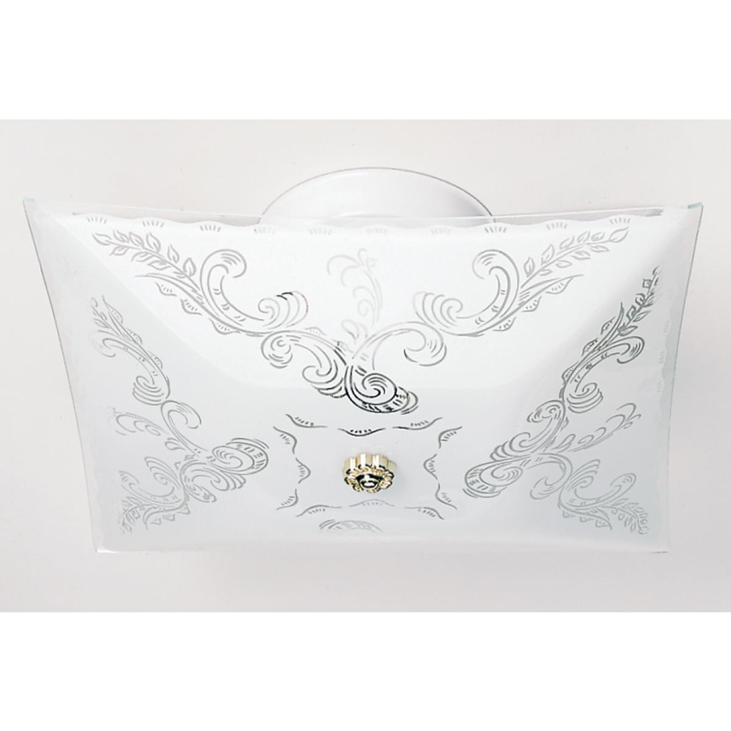 2 Light - 12" Flush with Square Floral Glass - White Finish