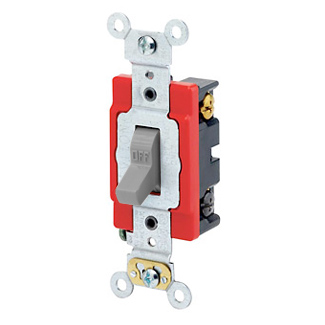 20 Amp, 120/277 Volt, Toggle 4-Way AC Quiet Switch, Extra Heavy Duty Spec Grade, Self Grounding, Back & Side Wired - GRAY