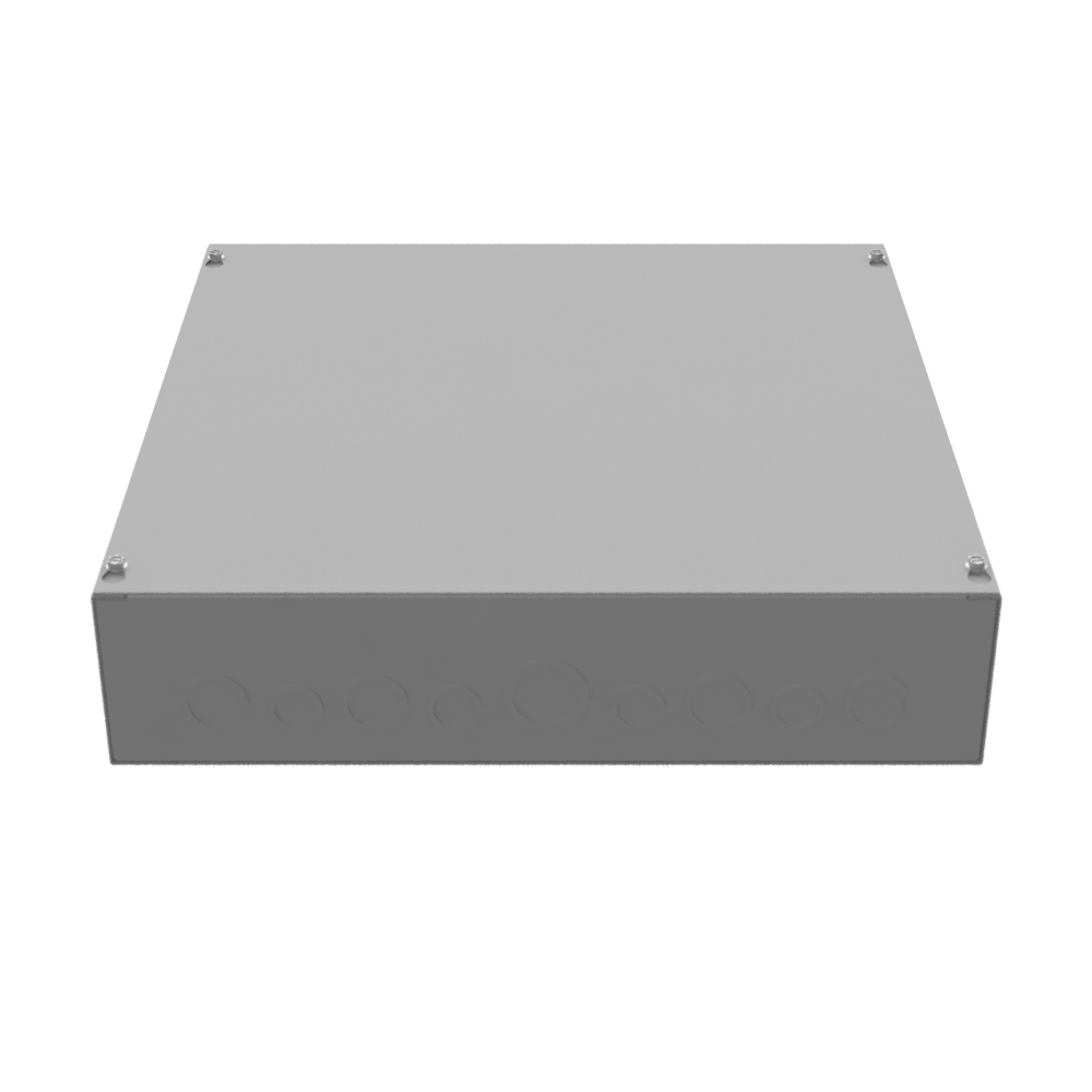 18x4X18 Screw Cover Type 1 UL Steel KOs Gray Cover w/Teardrop Slots Holes In Back