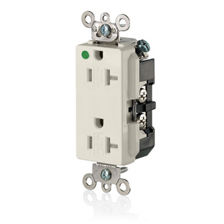 20 Amp Decora Plus Duplex Receptacle/Outlet, Hospital Grade, Tamper-Resistant, Self-Grounding