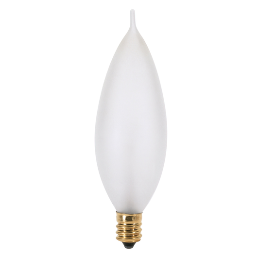 60 Watt CA10 Incandescent; Frost; 1500 Average rated hours; 640 Lumens; Candelabra base; 120 Volt