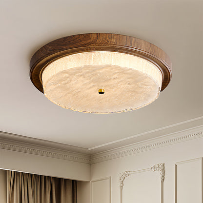 Wood Flush Mount Ceiling Light Vintage Style Round Ceiling Lamp