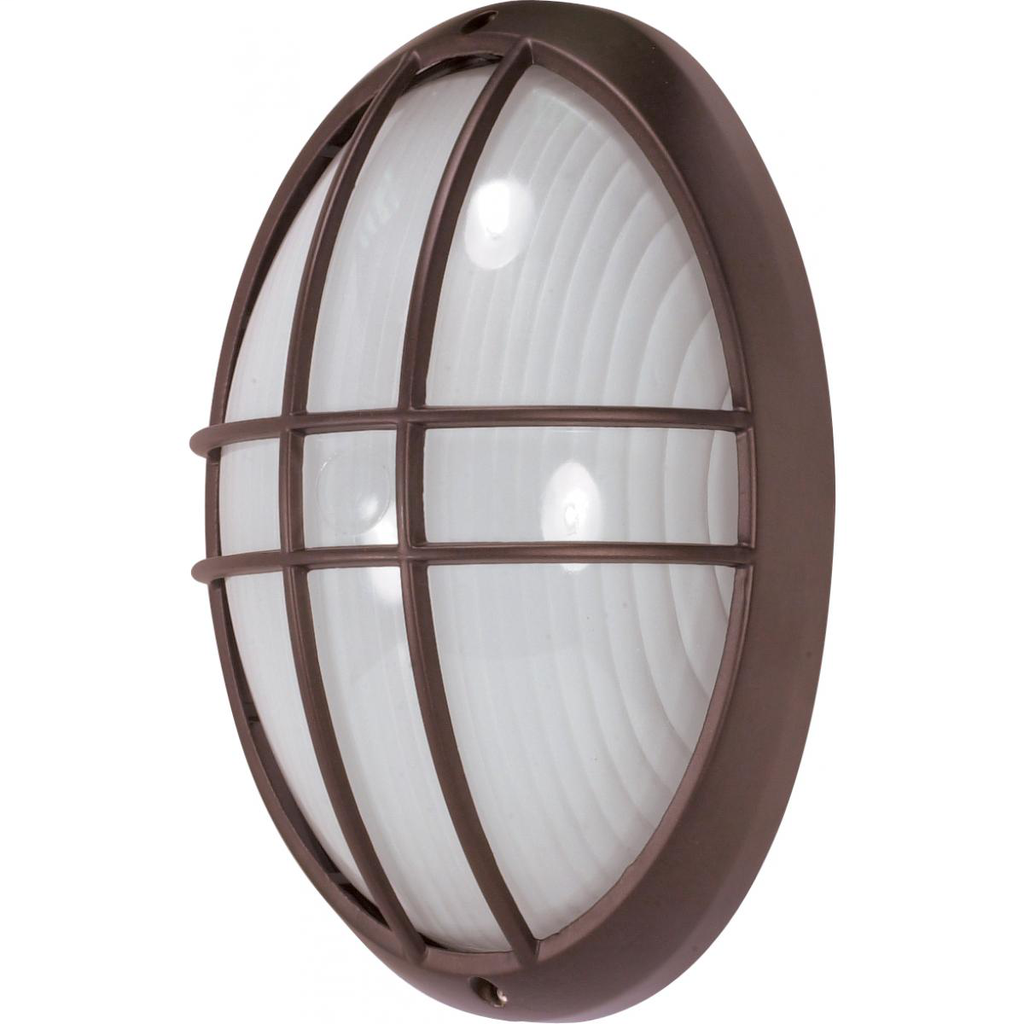 1 Light - 13'' Large Oval Cage Bulkhead - Architectural Bronze Finish