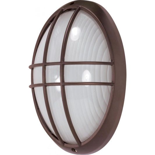 1 Light - 13'' Large Oval Cage Bulkhead - Architectural Bronze Finish