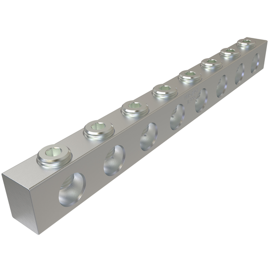 Aluminum Multi-Tap Connector, Dual Rated, Conductor Range 2/0-14, 8 Ports, UL