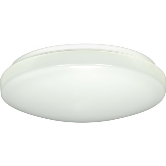 11"- LED Flush with White Acrylic Lens - White Finish - 120-277V
