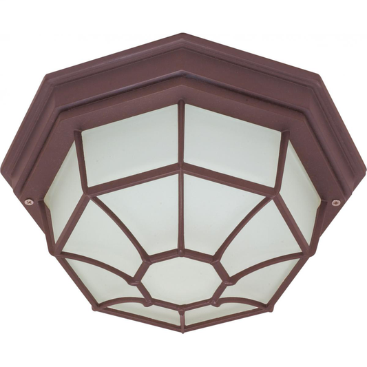 1 Light - 12" - Ceiling Spider Cage Fixture - Die Cast, Glass Lens, Color retail packaging