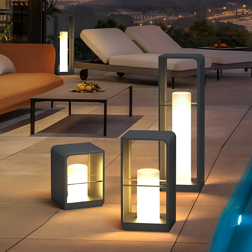 [Open-Box]Black Lantern Outdoor Light Rectangular Frame Waterproof Lamp