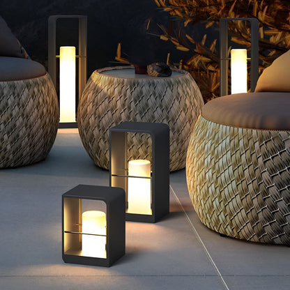 [Open-Box]Black Lantern Outdoor Light Rectangular Frame Waterproof Lamp
