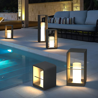 [Open-Box]Black Lantern Outdoor Light Rectangular Frame Waterproof Lamp