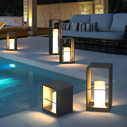 [Open-Box]Black Lantern Outdoor Light Rectangular Frame Waterproof Lamp