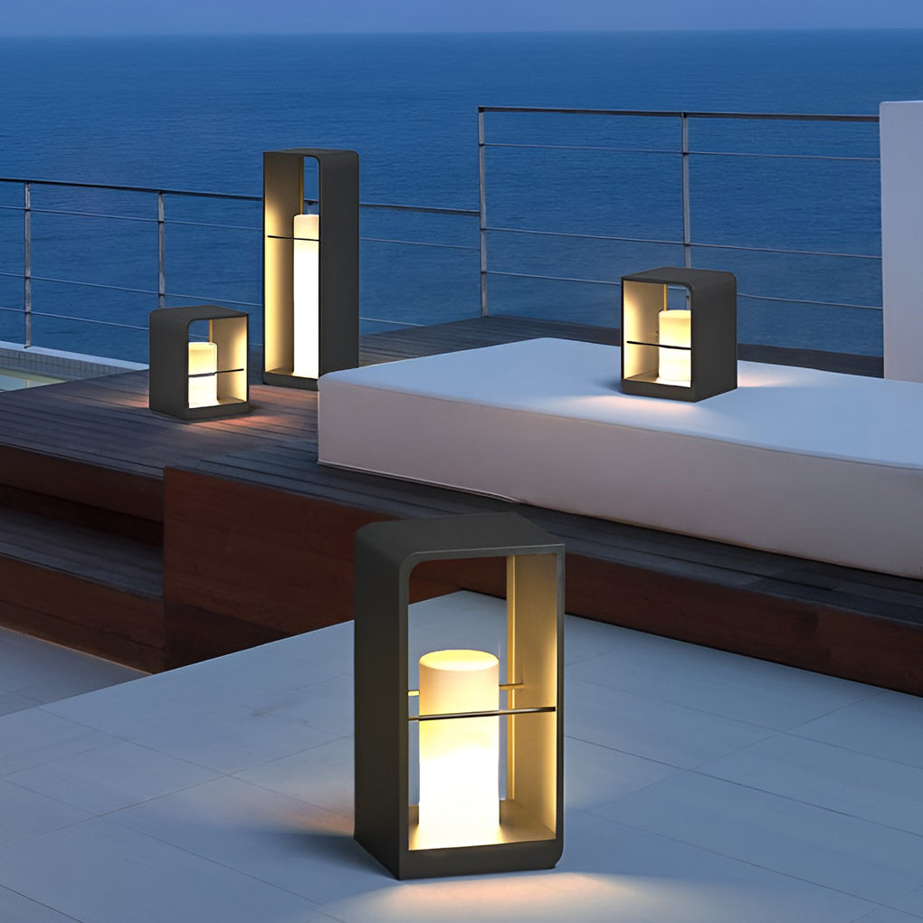 [Open-Box]Black Lantern Outdoor Light Rectangular Frame Waterproof Lamp