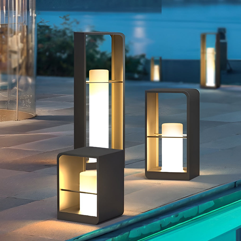 [Open-Box]Black Lantern Outdoor Light Rectangular Frame Waterproof Lamp