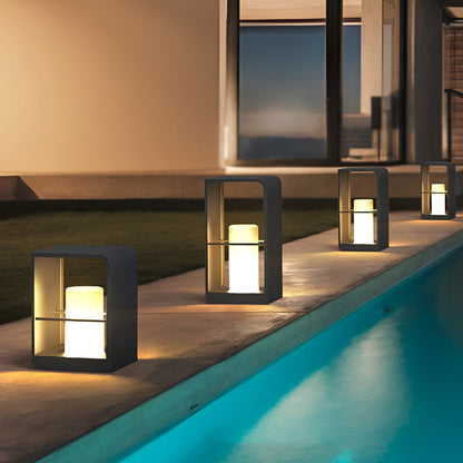 [Open-Box]Black Lantern Outdoor Light Rectangular Frame Waterproof Lamp