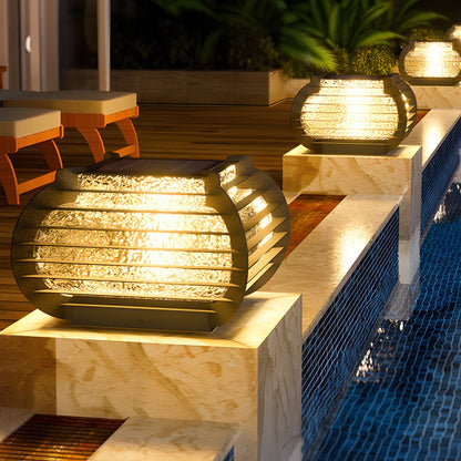 [Open-Box] Black Lattice Hardiwred/Solar Outdoor Post Pier Mount Light