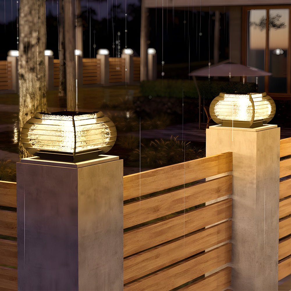 [Open-Box] Black Lattice Hardiwred/Solar Outdoor Post Pier Mount Light