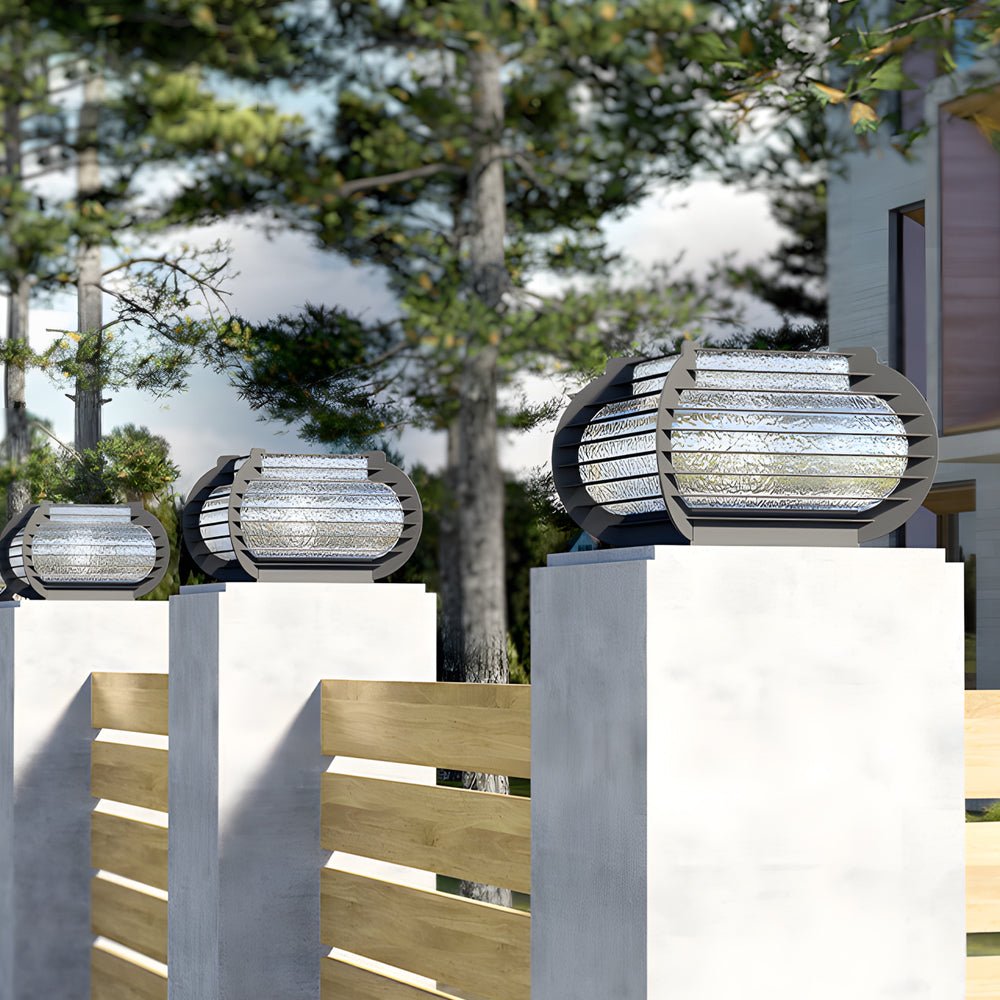 [Open-Box] Black Lattice Hardiwred/Solar Outdoor Post Pier Mount Light