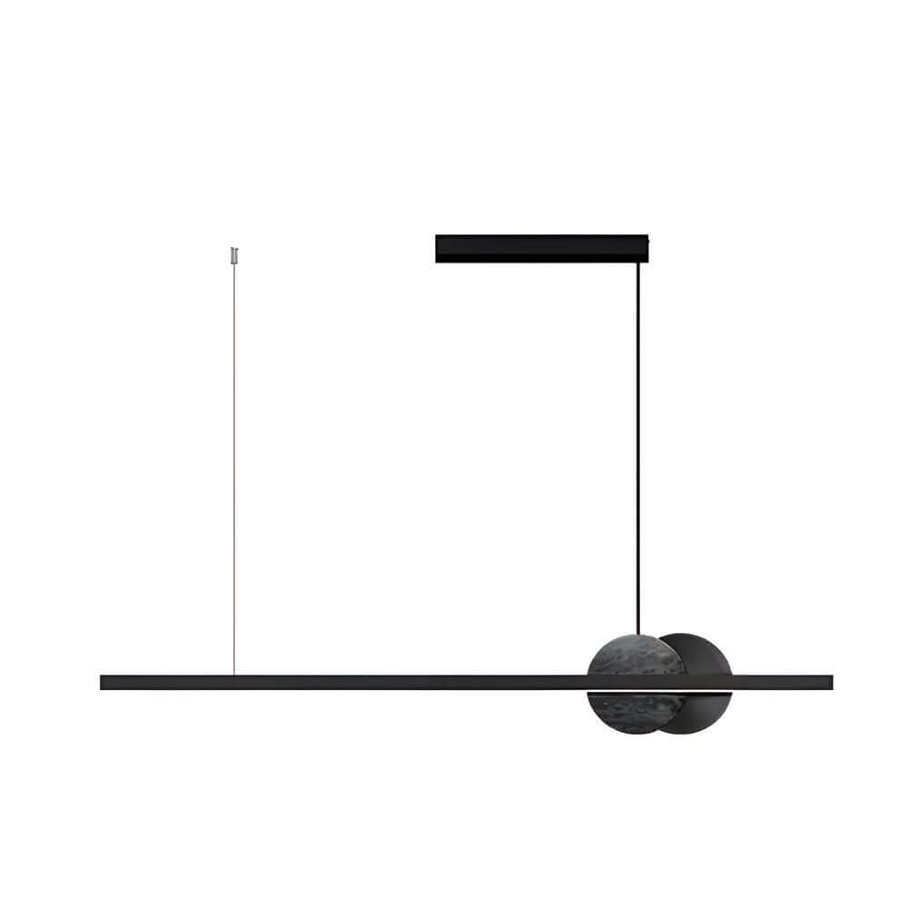 [Open-Box]Black Linear Round Marble LED Pendant Light