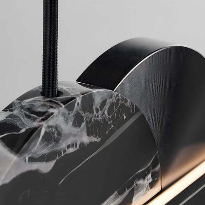 [Open-Box]Black Linear Round Marble LED Pendant Light