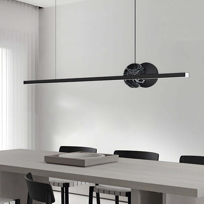 [Open-Box]Black Linear Round Marble LED Pendant Light