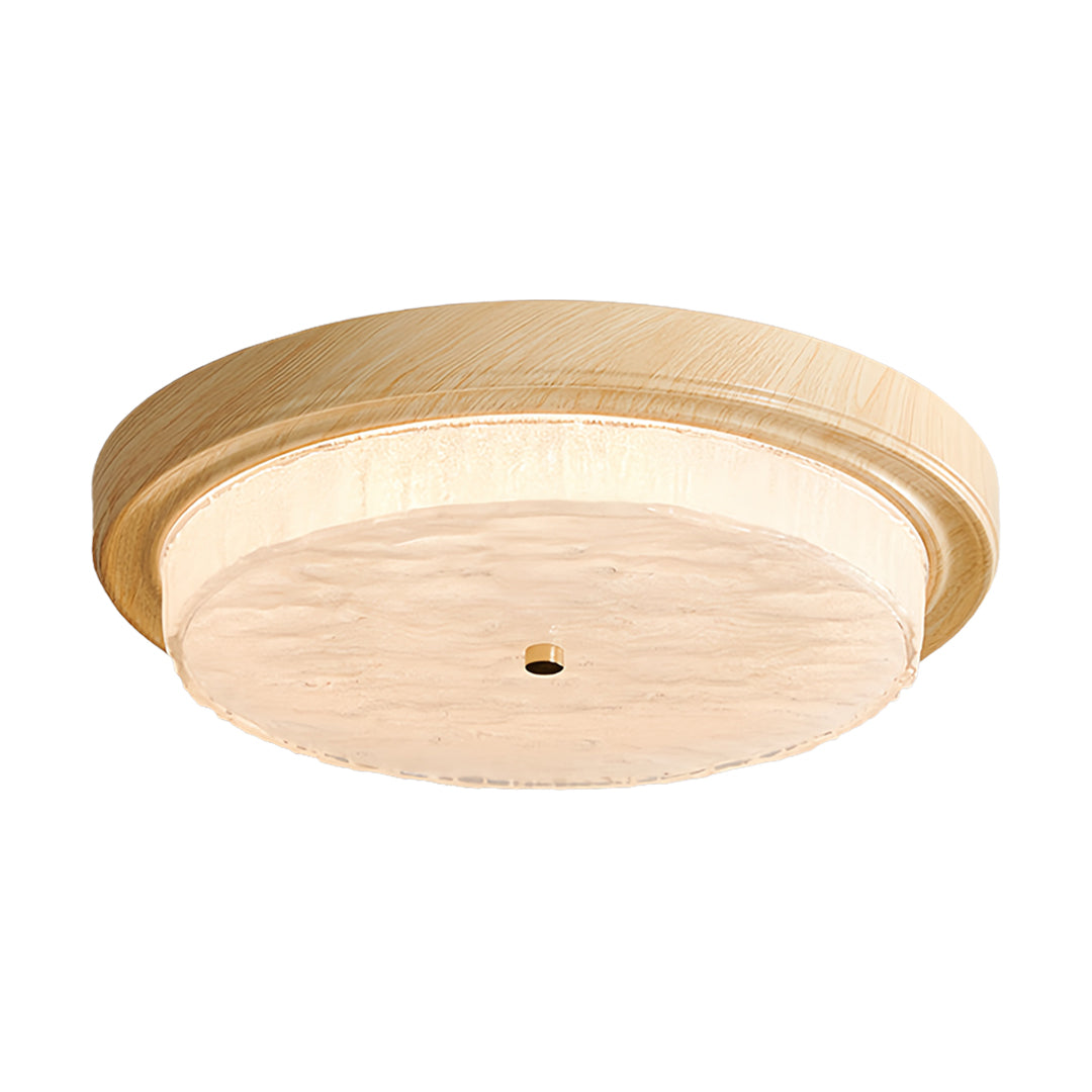 Wood Flush Mount Ceiling Light Vintage Style Round Ceiling Lamp