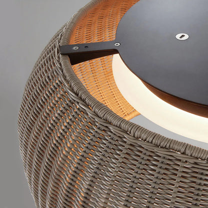 Woven Flush Mount Light Rattan Outdoor Waterproof Ceiling Light