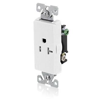 20 Amp Decora Plus Single Rec/Outlet, Commercial Grade, Tamp-Resistant, Self-Grounding