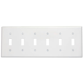 6-Gang Toggle Switch Wallplate, Standard Size, Thermoset, Ivory