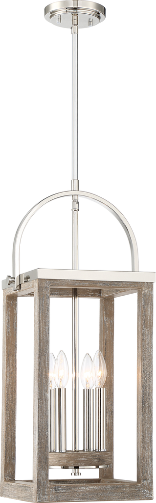 Bliss - 2 Light Pendant - Driftwood Finish with Polished Nickel Accents