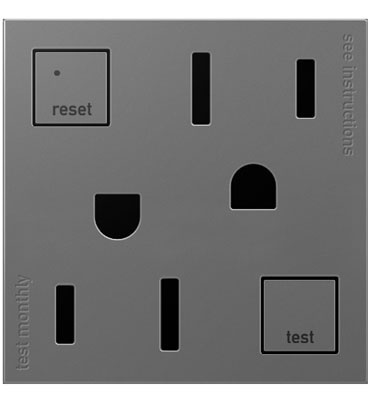 adorne® Tamper-Resistant 15A Duplex Self-Test GFCI Receptacles, Magnesium