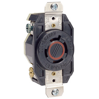 20 Amp, 480 Volt, Flush Mount Locking Receptacle, Industrial Grade