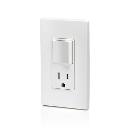 15 Amp Decora Single-Pole Switch, Outlet/Receptacle, Combination Device, Grounding, White