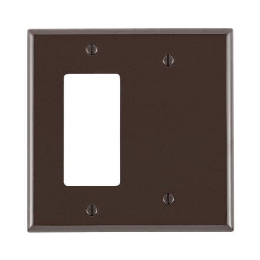 2-Gang 1-Blank 1-Decora/GFCI Combination, Midway Size, Thermoset, Brown