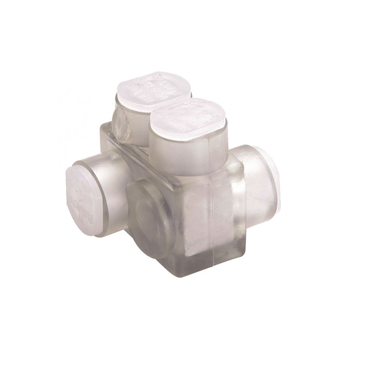 Aluminum Multiple Tap Connector, Clear Insulated, 2 Port, 2 Sided Entry, 10 AWG-250 kcmil, Al/Cu Rated, 2.03 L, 2.13 H