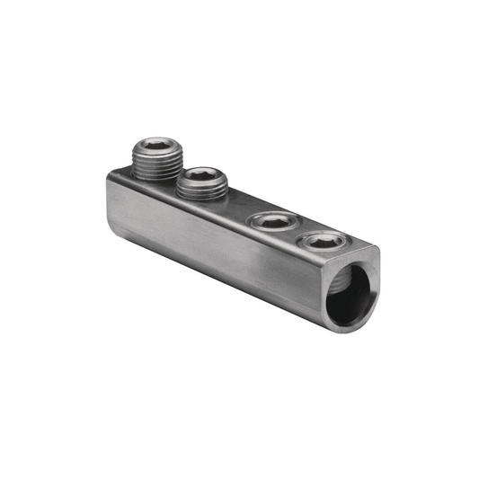 Aluminum Mechanical Splice, 750-250 kcmil, 15/16" Screw Dia, 4 Screws, 1/2" Hex Size, Al/Cu Rated, Tin Plated
