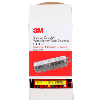 3M ScotchCode Wire Marker Tape Dispenser with Tape STD-C, compact design for easy handling, 25/Case