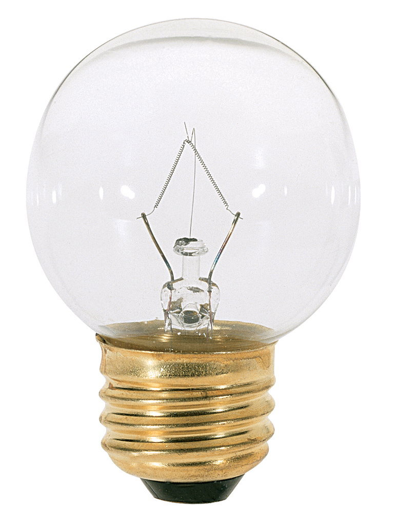 40 Watt G16 1/2 Incandescent; Clear; 1500 Average rated hours; 370 Lumens; Medium base; 120 Volt