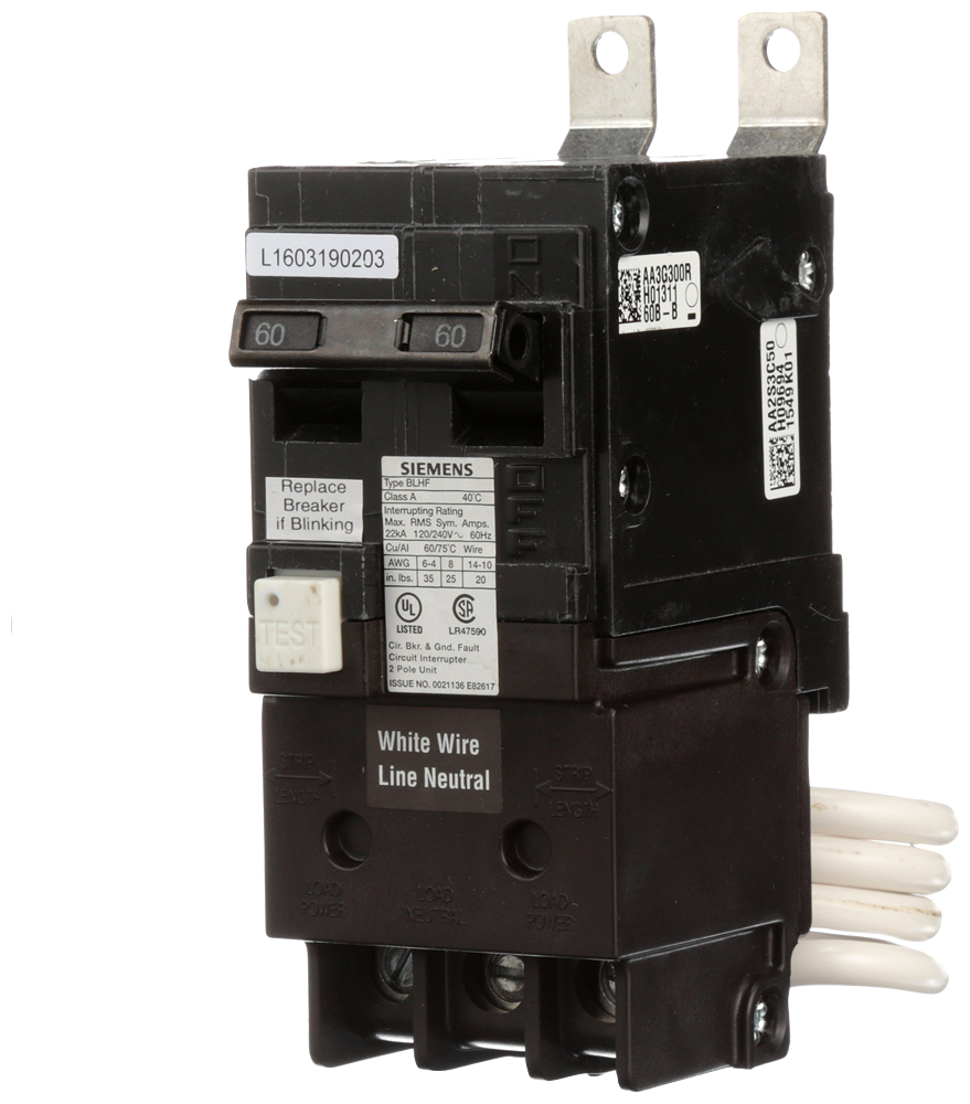 BRKR BLF GFCI 5mA 2P 240V 60A 10kA