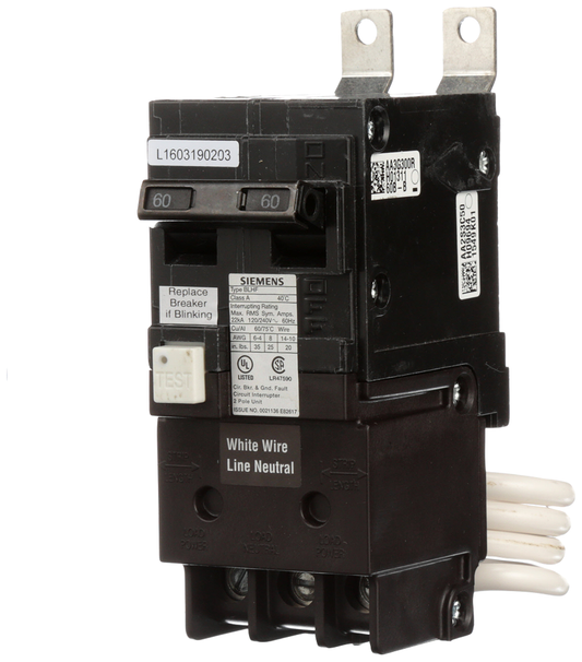 BRKR BLF GFCI 5mA 2P 240V 60A 10kA