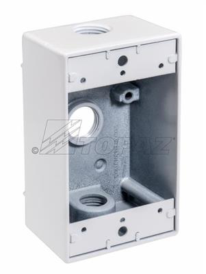 1/2" White, 3 Hole, Single Gang Weatherproof Box