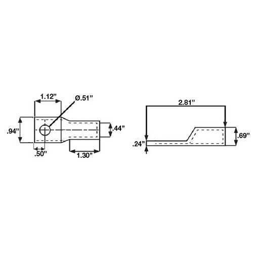 Aluminum Long Barrel 1 Hole Compression Lugs 2/0 Awg - 1/2 Stud