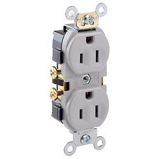 15 Amp Duplex Receptacle/Outlet, Commercial Grade, Self-Grounding