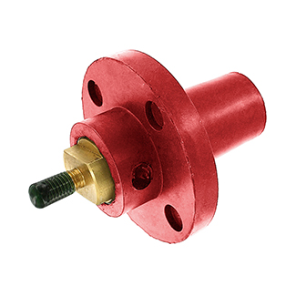 17 Series Female Panel Receptacle, Cam-Type, 90-Degree, Taper Nose, Threaded Stud, Industrial Grade, 250-750MCM, 690 Amp - RED