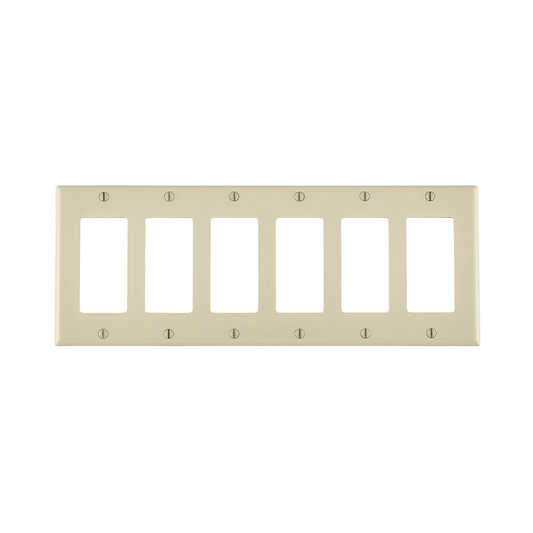 6-Gang Decora/GFCI Device Wallplate, Standard Size, Thermoset, Light Almond