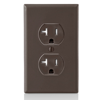 20 Amp Tamper-Resistant Duplex Outlet/Receptacle, Grounding, Brown