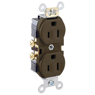 15 Amp Duplex Receptacle/Outlet, Commercial Grade, Self-Grounding