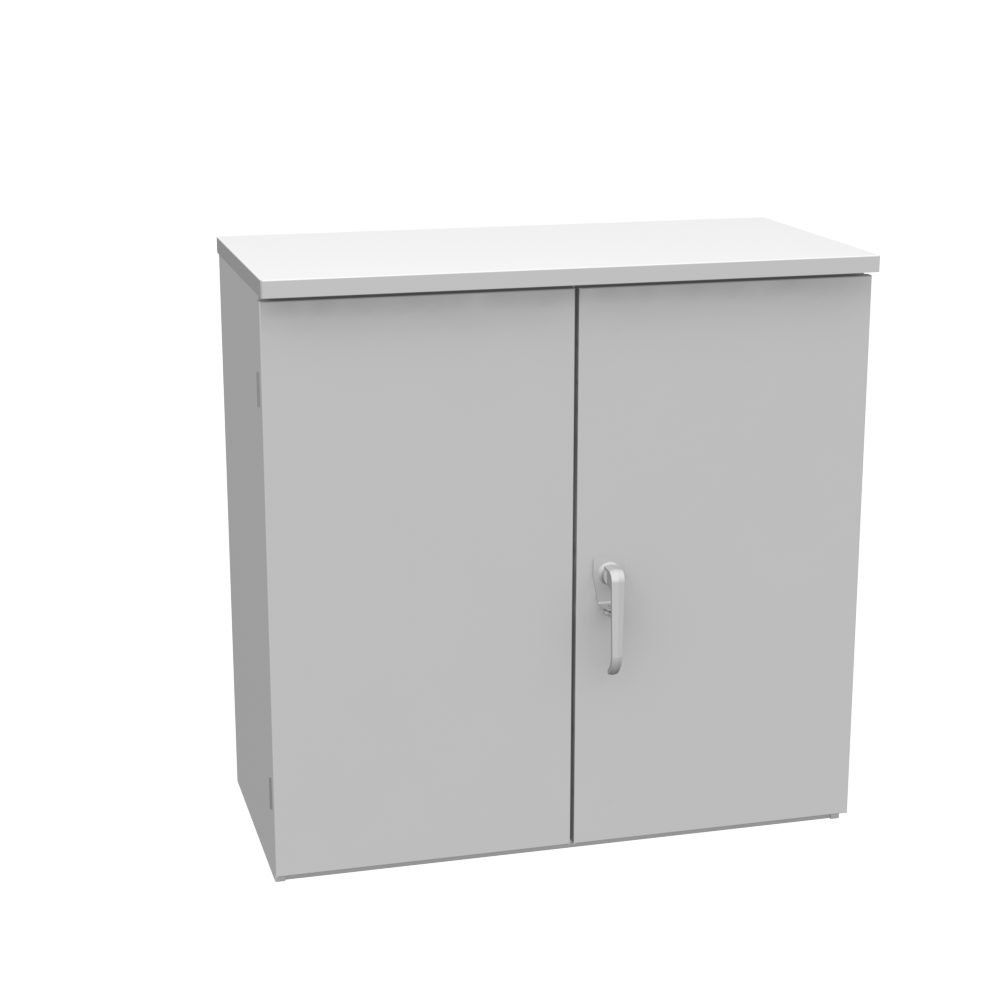 36x16x36 Hinge Cover Type 3R Steel No Knockouts ANSI 61 Gray Double Doors Padlocking 3 Point Handle Back Panel Weld Studs Draw Shield No Center Position